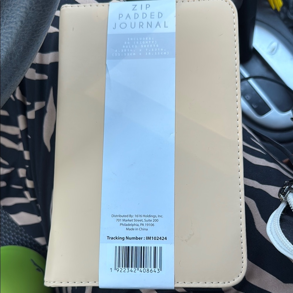 Beige Zip Padded Journal